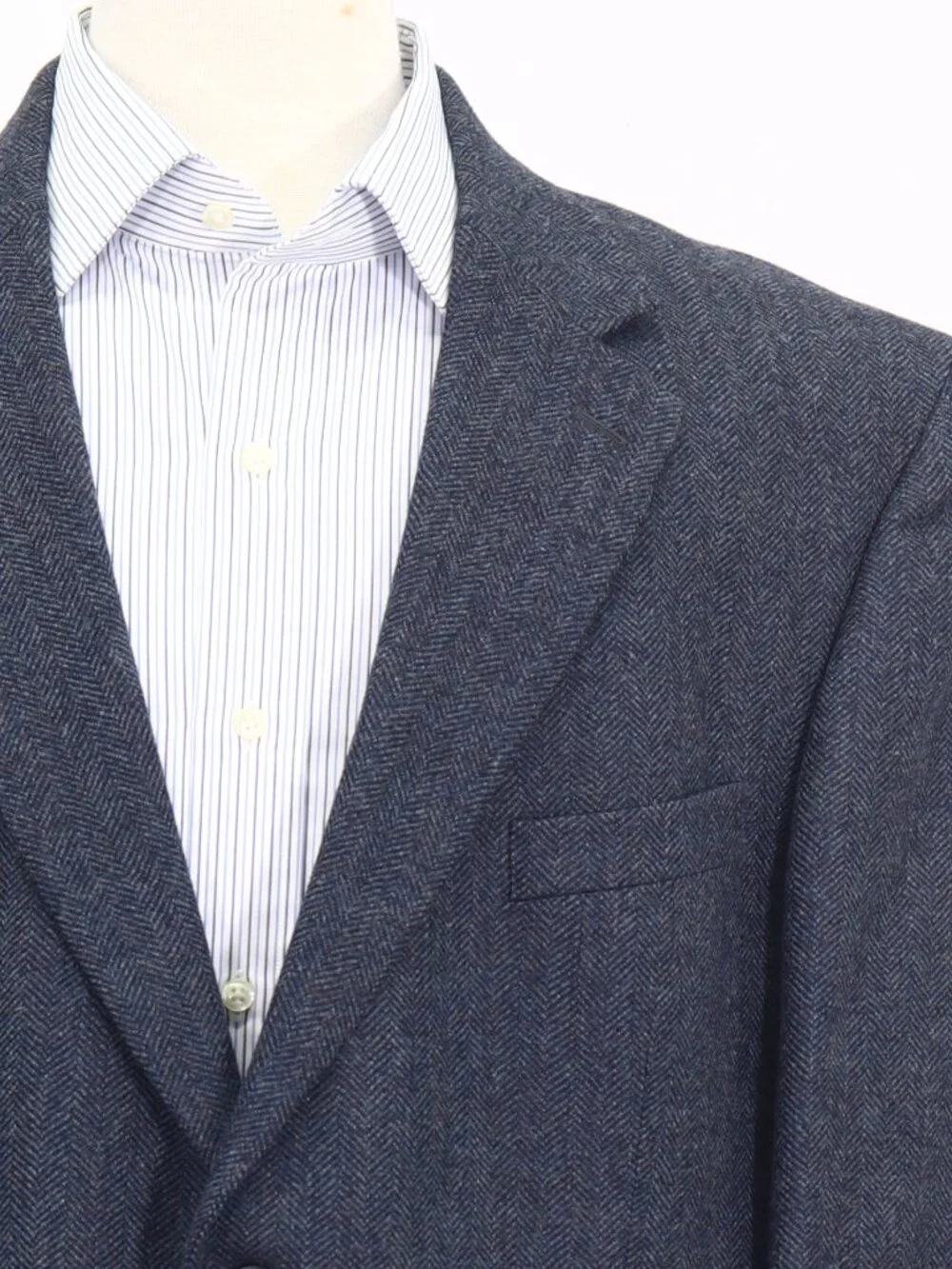 Lands' End 44R Blue Blazer Sport Coat Jacket 2-Button Herringbone W875